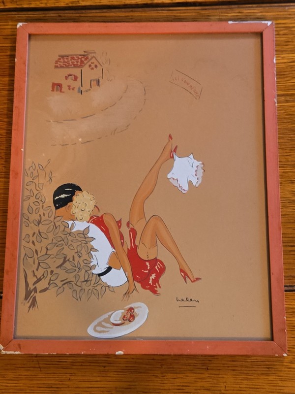 George de Vertury and Helen Gouache Art Deco Original Art Circa 1940