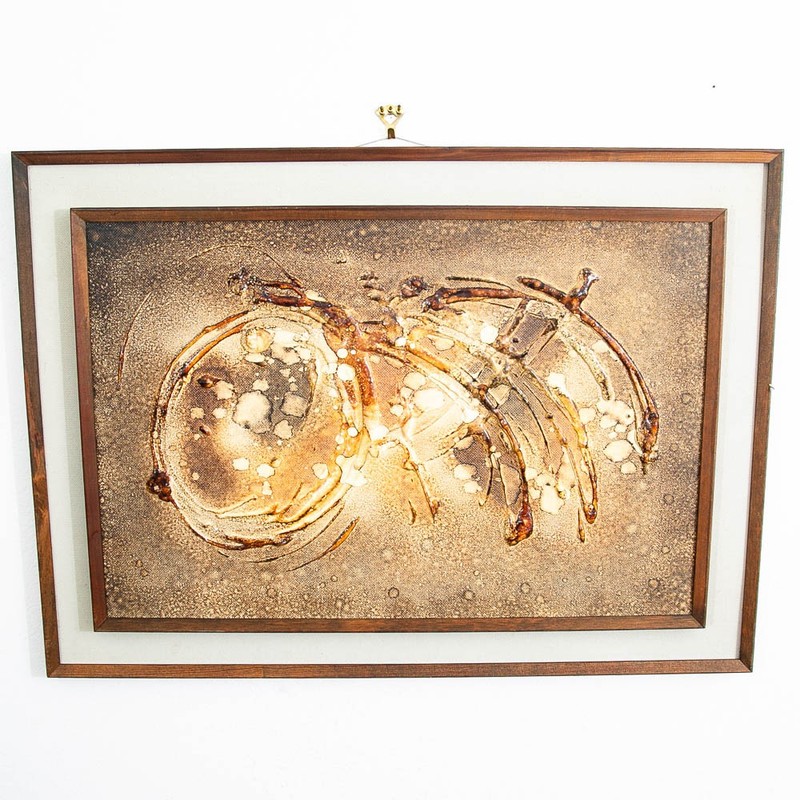 Mid Century Modern Art Original Textured Painting Abstract Expressionist Browns