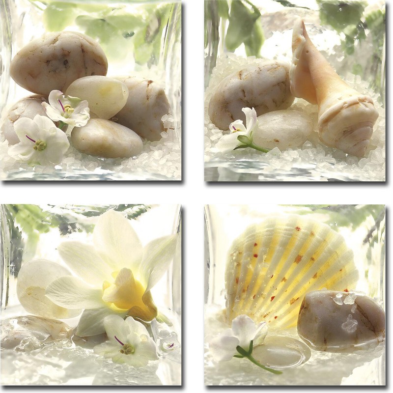Spa Garden by Geissler 4-pc Gallery-Wrap Canvas Giclee Set (12 in x 12 in Ea.)