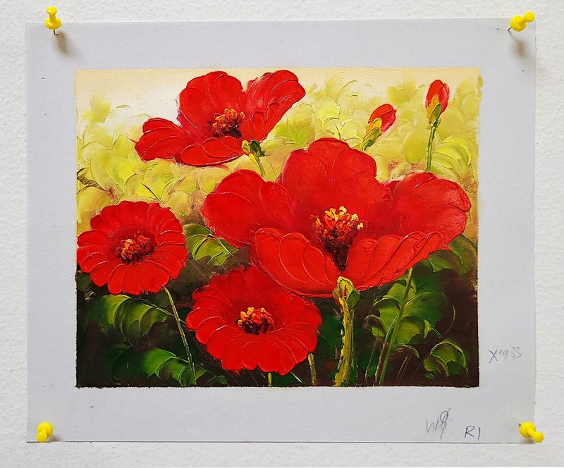 Red Poppy #5C-R1, 8x10 -100% Hand painted Oil Painting on Canvas, Canvas only gallery