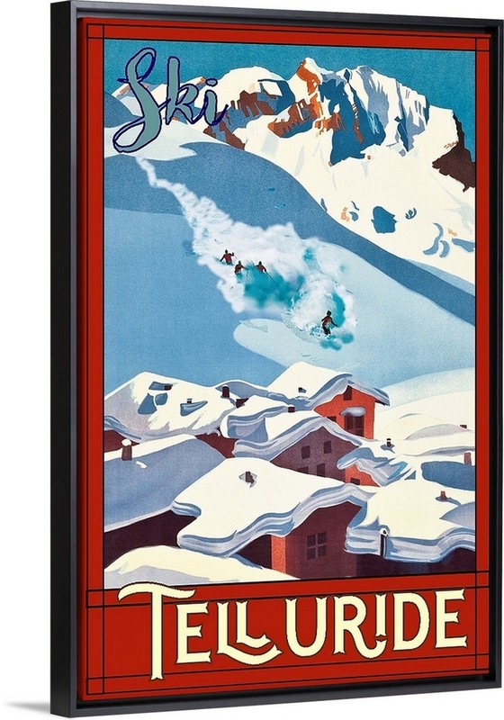 Ski Telluride CO. Skiing Travel Poster Prints Canvas or Framed Winter Sport