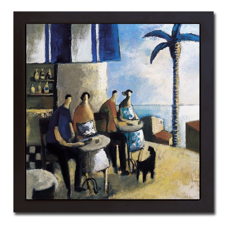 Black Floater Framed Dos Parejas by Lourenco Canvas Giclee Art (20 in x 20 in)