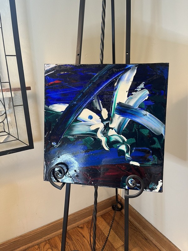 David K. Austin Modern Mixed “White Winged Feather Flights» 2010 Canvas Painting