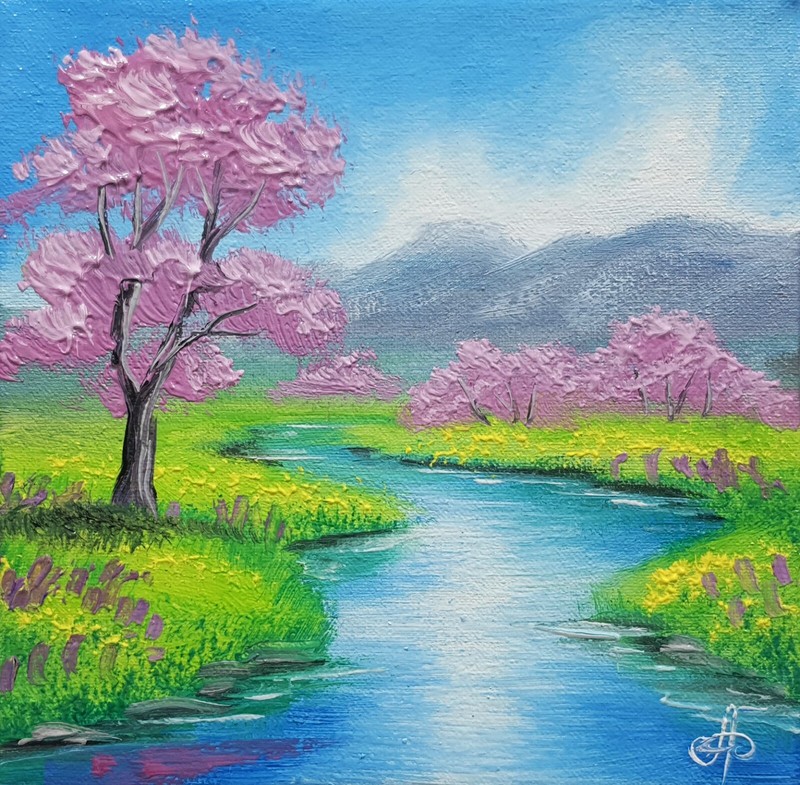 Ukrainian Artist Spring Landscape Oil Original Painting Wall Art Home Decor Gift