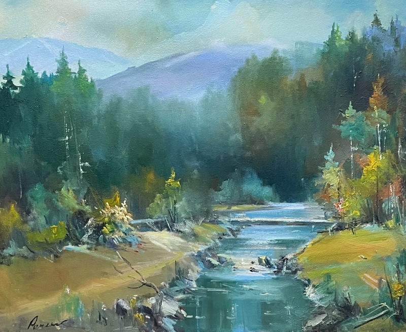 Oil painting Hoverla Ukrainian painter Canvas Framed Decor original landscape
