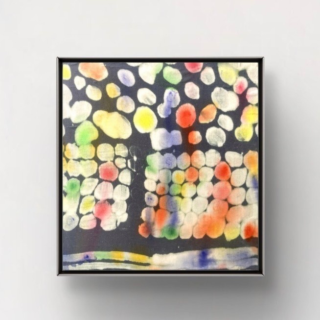 Hand Painted Colorful Abstract Pattern 9×9 Acrylic on Wood, Holly Hammond