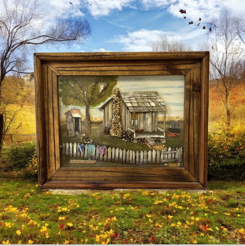 SEDNY LEMANE Outsider FOLK ART 3d 20”x15” HomeStead – Signed – Ready To Hang