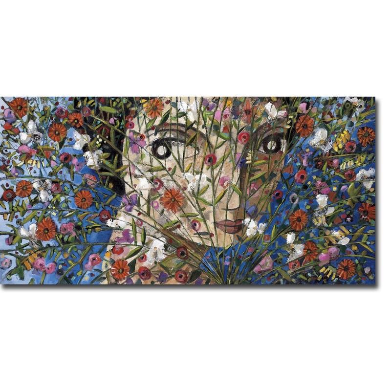 Woman and Flowers by Lourenco Gallery-Wrapped Canvas Giclee Art (18 in x 36 in)