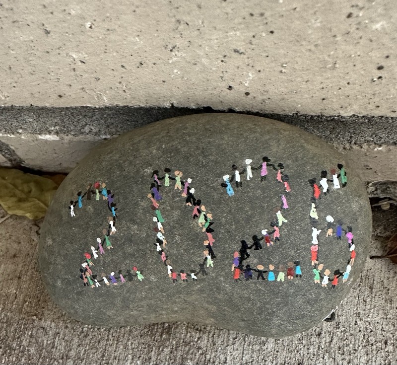 Peace 2026 Painted Artsy on a Rock! Approximately 5 1/2” X 4” X 1 1/2” gallery