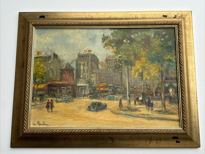 MID CENTURY PAINTING FRENCH ANTIQUE CHARLES BLONDIN IMPRESSIONIST PARIS FRANCE