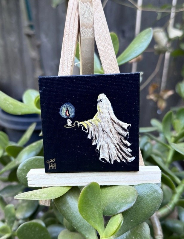 Magnet Canvas Art – Ghost holding Candle, Horror, Goth – Acrylic – by M.A.R