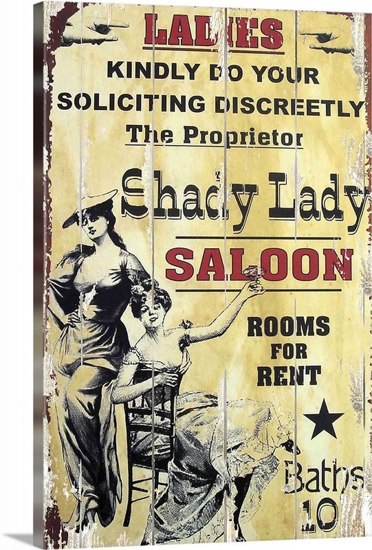 Shady Lady Saloon Old West Tombstone Poster or Canvas Wrap art Distressed art