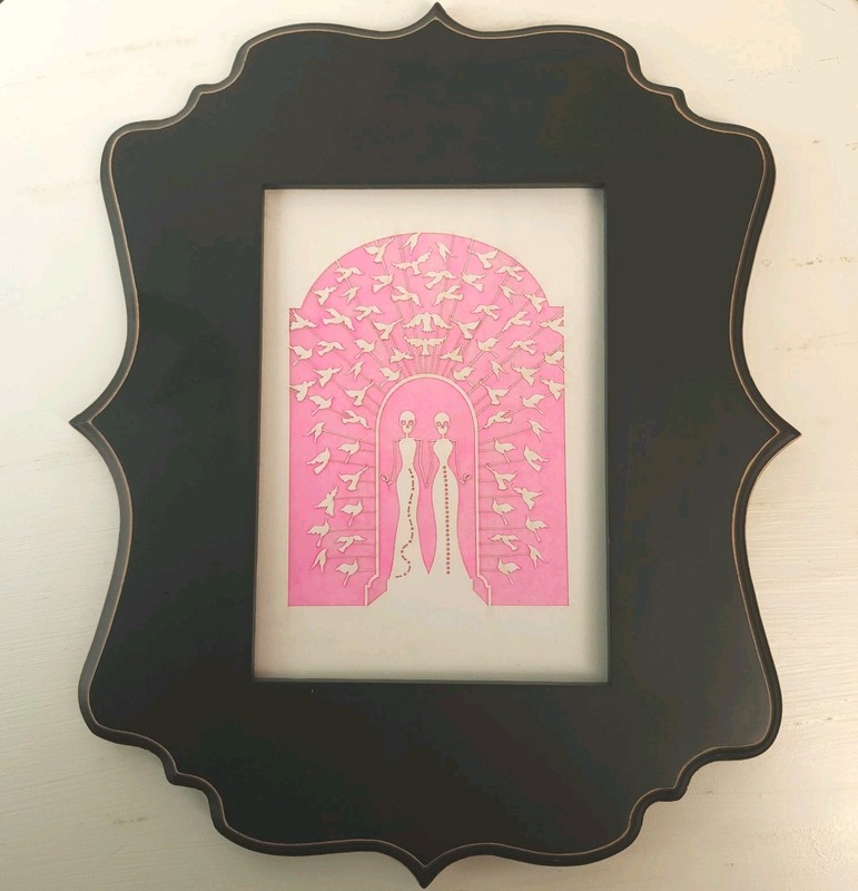 Dia De Los Muertos Mexican Folk Art Brides Sisters Mother Daughter Papel Picado