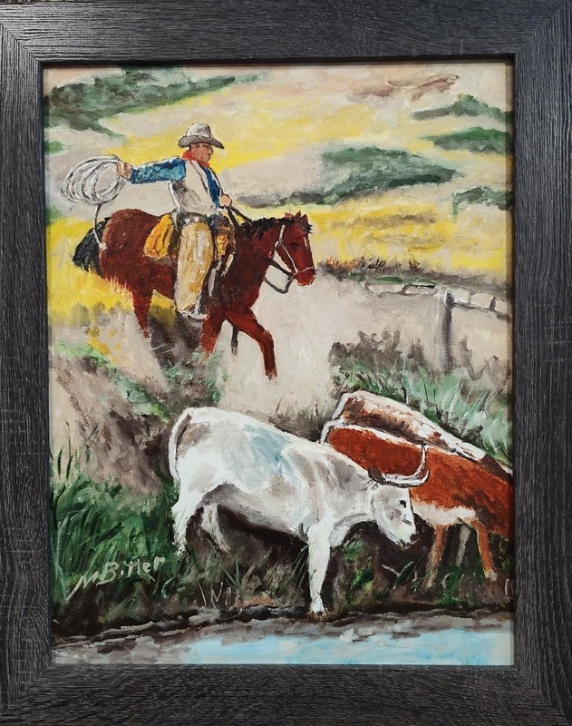 Original Western Oil Painting «In the Arroya» by Marc Bitler