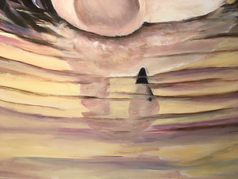 1999 Swan Reflection Painting D. Engel 18x20 Stretched Canvas gallery