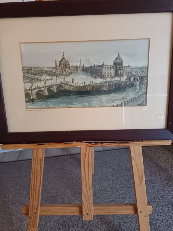 Antique watercolor of Berlin, 1943