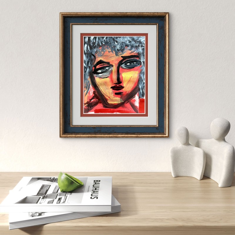 Original Hand Painted 11x14 Acrylic Signed OOAK PAPER Wall Art Mozart in Red gallery