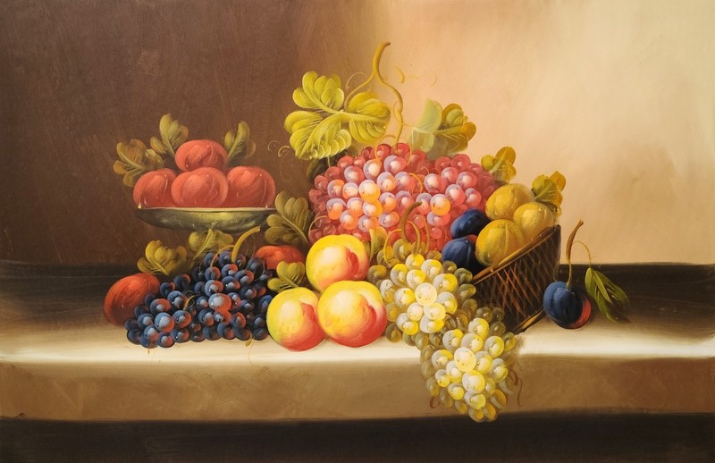Still Life -Fruits #6F-B7, 24×36- 100% Hand painted Oil Painting on Canvas