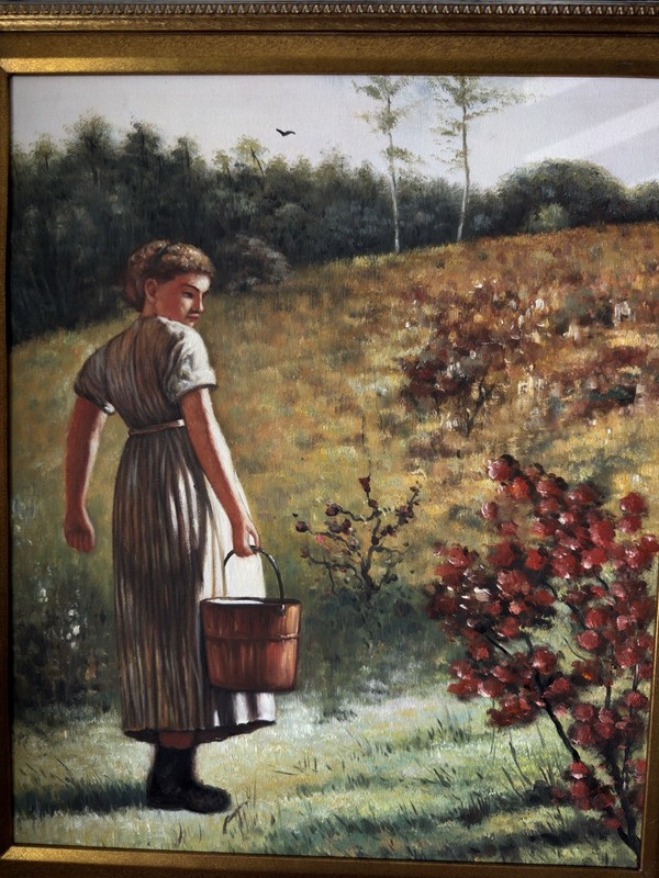 “Returning From The Spring” by Winslow Homer – 30”x42” – Oil Painting Gold Frame