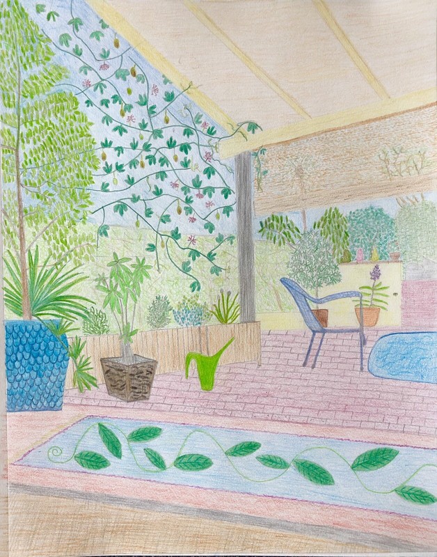 David Hockney And Jonas Wood Style signed drawing