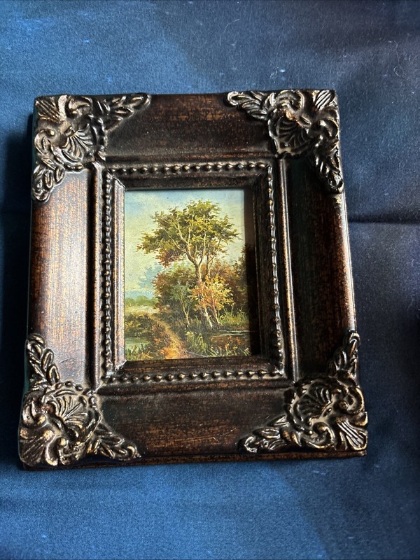 «Landscape With Trees, Path, Stream Scene» Oil Painting – Framed Fancy!