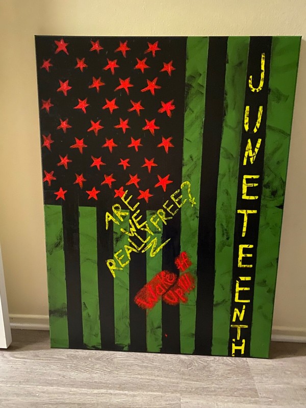 30” x 40” Juneteenth Day Flag Black History Decorative House Painting 