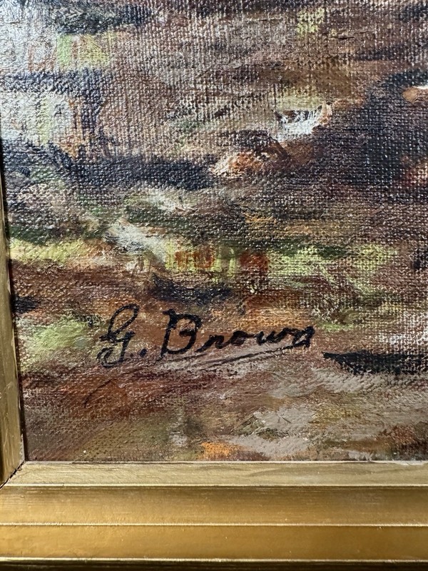 George Browne Original Oil Painting Mountain Lake Snow Trees Wall Art Framed gallery