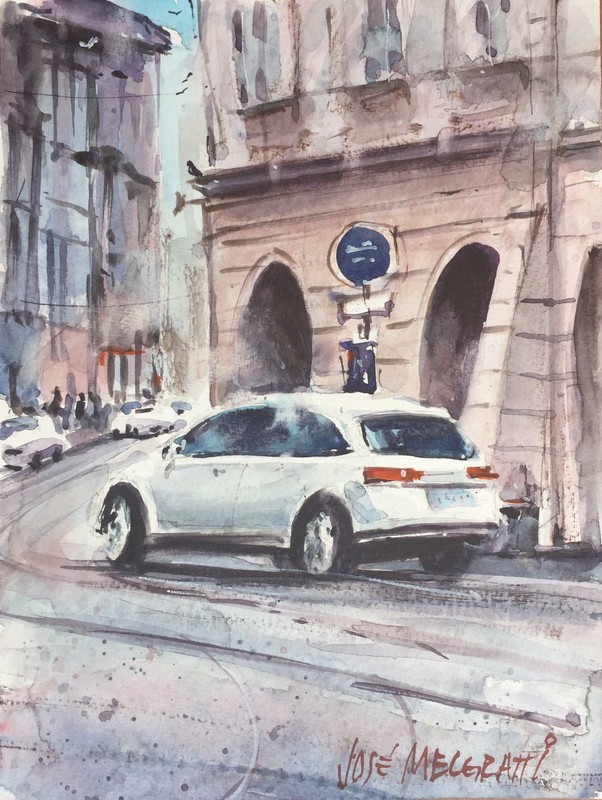 Watercolor Painting Original «Street In Europe» 7.1/2″ X 10″