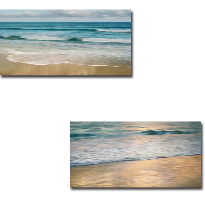 Afternoon Tide & Shoreline Sunset by Seba 2-pc Canvas Art Set (18 in x 36 in Ea)