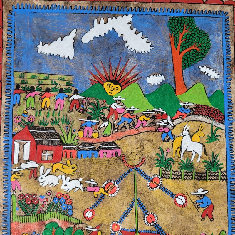 2 Original Amate Mexican Bark Paintings 39cmx59cm from Guerrero Mexico gallery