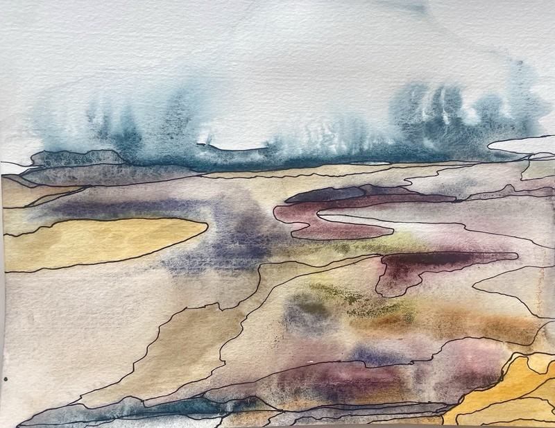 Original Watercolor Landscape Painting Signed By Heather Vilbrin Arist 7×10