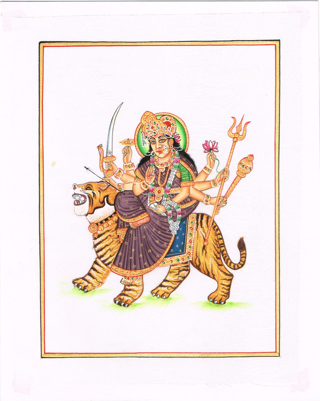 Goddess Durga Painting Handmade Wall Hanging Art Painting 7×9 Inches