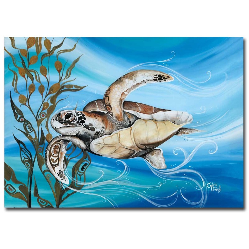 Grand Sea Turtle by Carla Joseph Gallery-Wrap Canvas Giclee Art (12 in x 18 in)