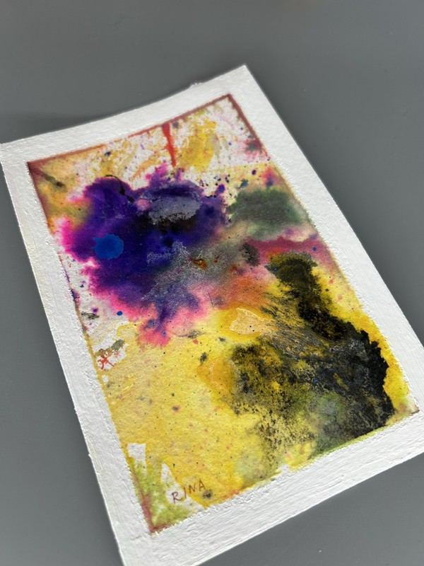 Small Abstract Art 6”x4” Original Watercolor Painting Coral Reef 23 by Miss Rina gallery