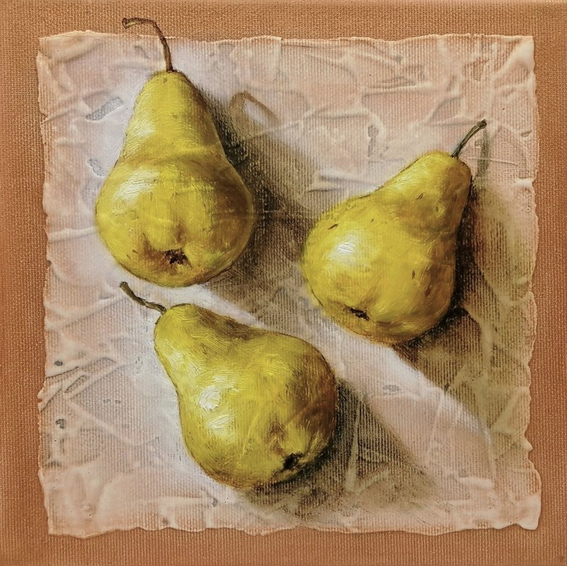 Pear Painting Original Oil Painting Fruit Art Art-deco Pear Still Life 8×8 inch