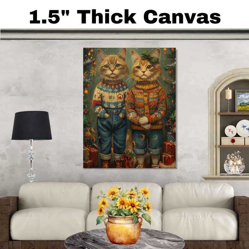 Christmas Cozy Holiday Cats Winter Decor Flat Rolled, Framed or Wrapped Canvas gallery