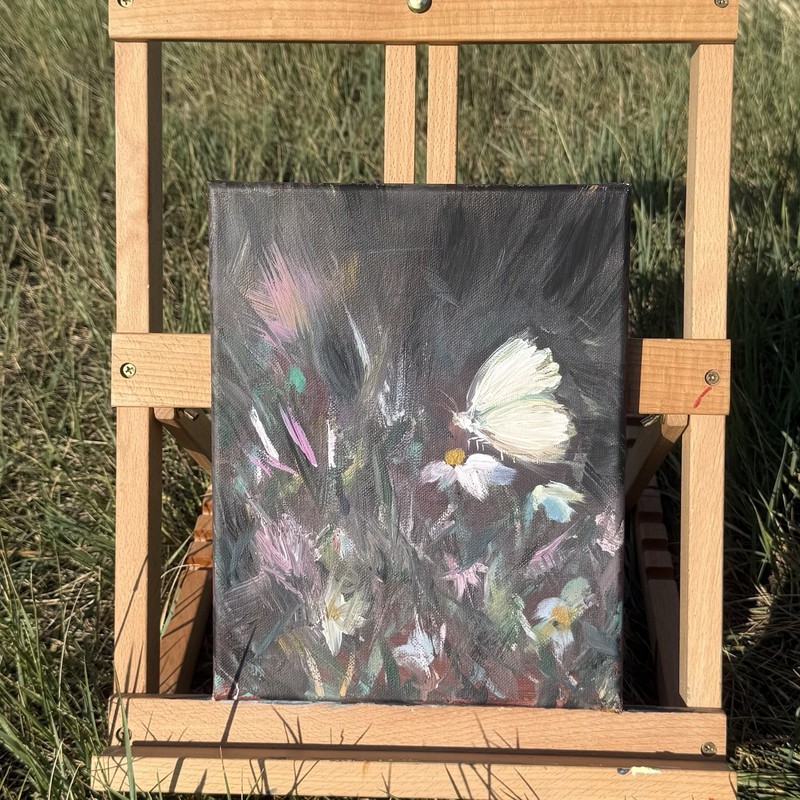 Original Acrylic Painting, Butterfly in Wildflowers Unframed 8″X10″ ksuestudio