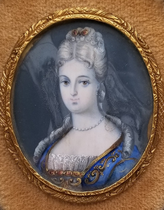 Antique Hand-painted Miniature Portrait of a Woman