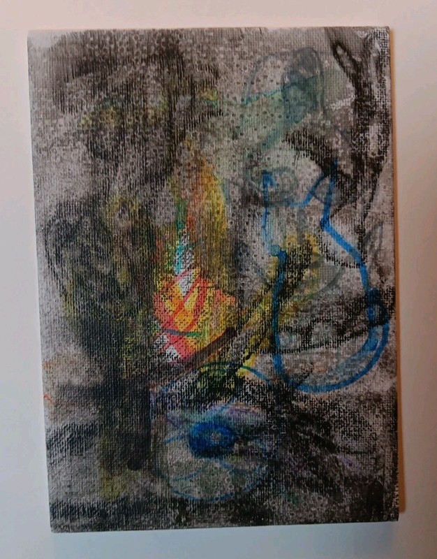 Vintage Original Painting Art Informel Brut Mixed Media Abstract Signed Leeroy gallery