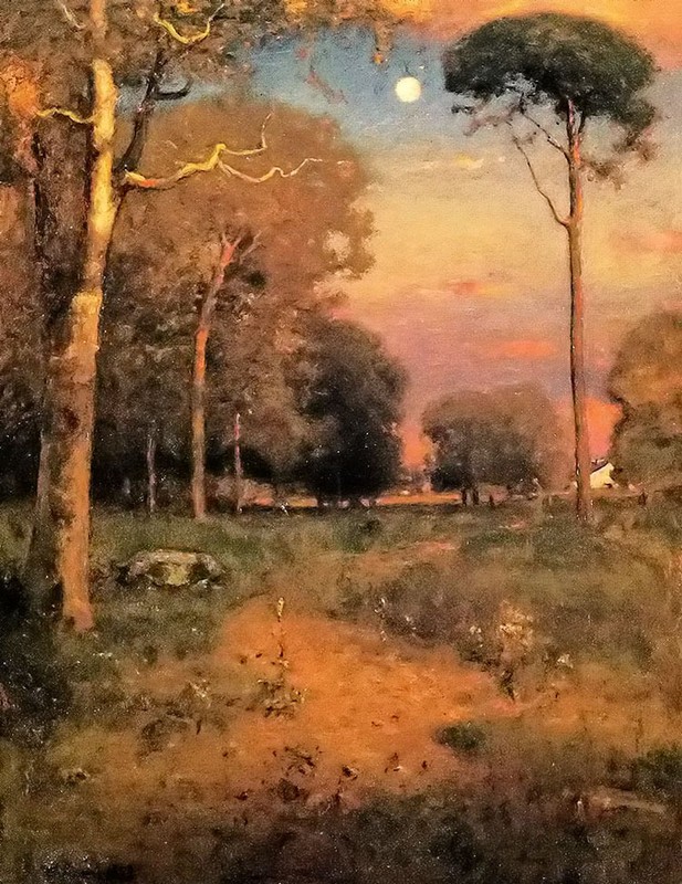 Oil painting george inness – early moonrise, florida with moon trees on canvas