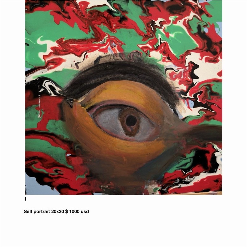 Self Portrait Original Abstract Painting Art Portrait 20×20 in Single Piece