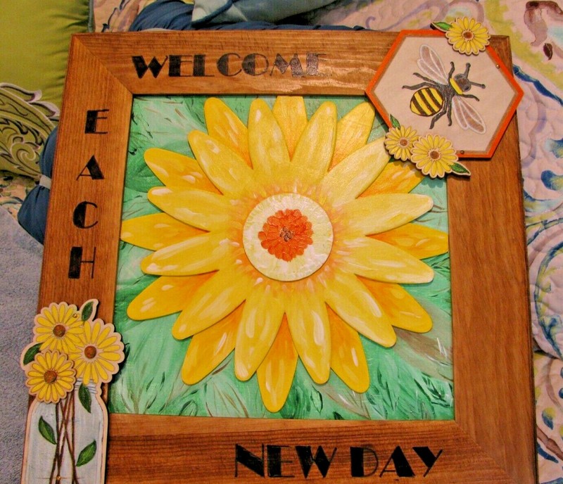 Original, Sunshine “Welcome Each New Day” Art Piece, Acrylic Hand Painted artwor