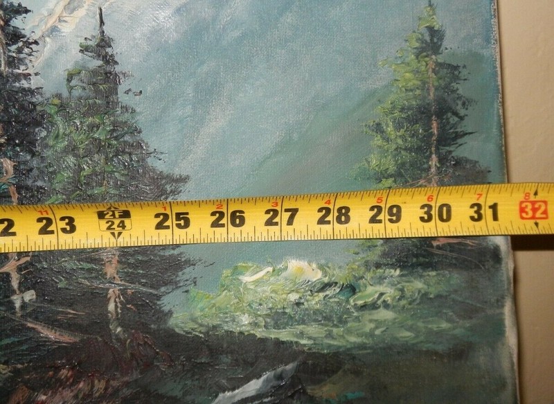 Vintage oil paint Mountains, Forest, Landscape - Artist Signed 15,5x31,5 gallery