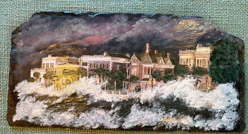 Jeanie Graham Drucher Slate Shingle Art “Old Charleston” Slate From 91 East Bay