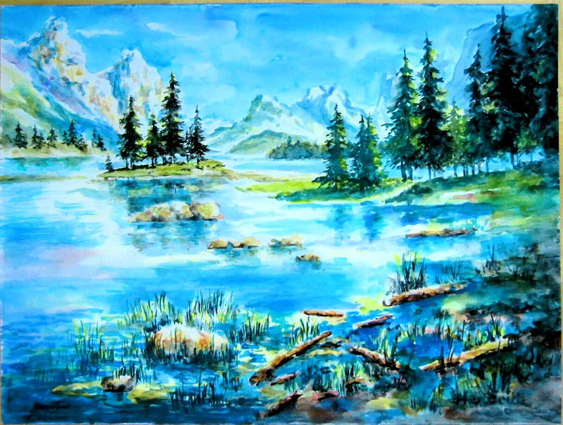 Walter Maria Hendrick #2 (36x48cm) «Mountain Lake»