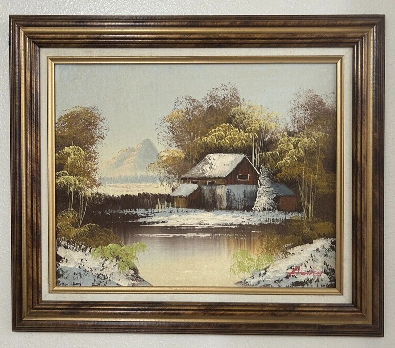 Share Winters First Snow Landscape Oil On Canvas Painting Signed & Framed