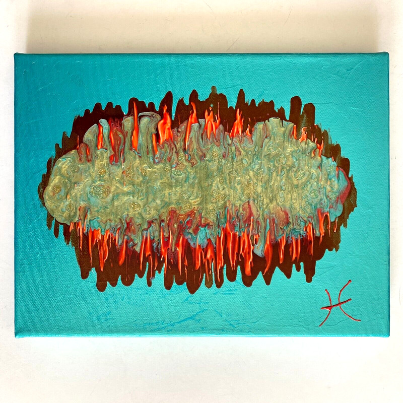 Amoeba 6 – Original Abstract Wall Art Mixed Media Painting 9″x12″ Home Decor