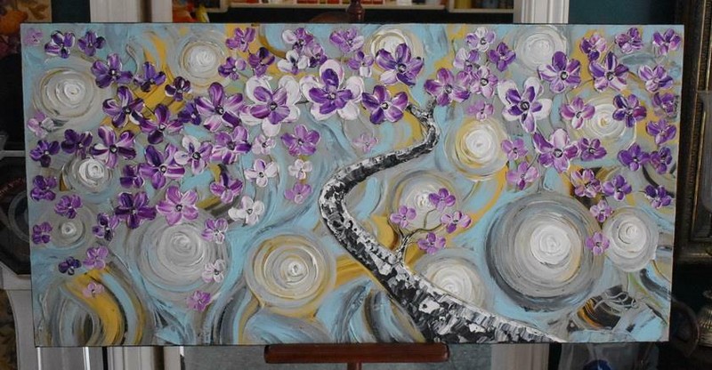 2013 ORIGINAL LARGE CONTEMPORARY COLORFUL OTO PAINTING FLOWERS ENTITLED «DREAM»