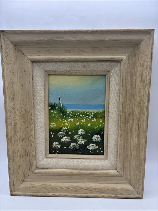 Daisy Painting Coastal Landscape Art Original Painting On Board 11×13