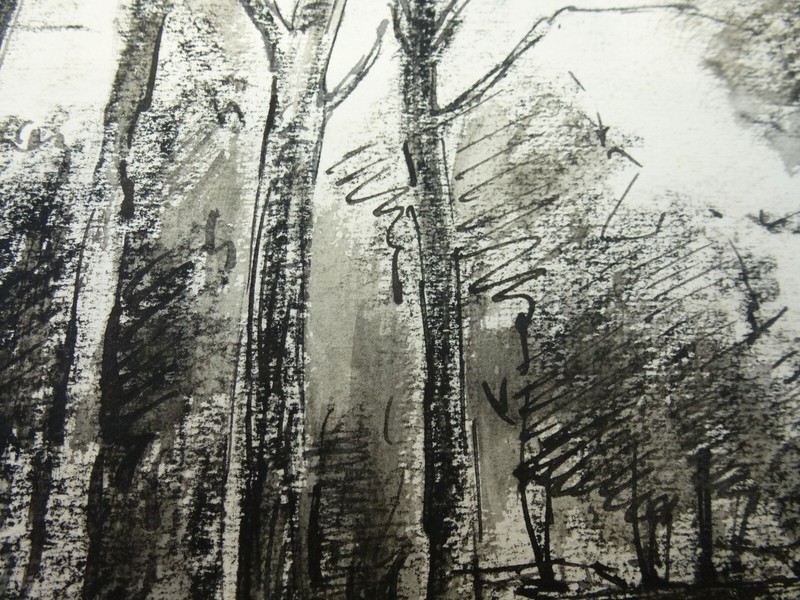 Watercolour / Charcoal Drawing "Central German Landscape" Unsigned gallery